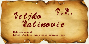 Veljko Malinović vizit kartica